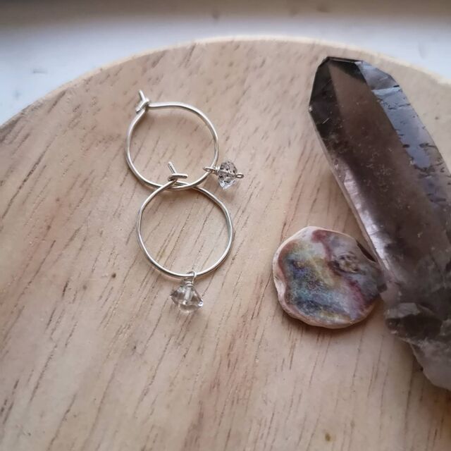 Herkimer diamond hoops