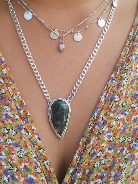Pear Moss Agate Pendant